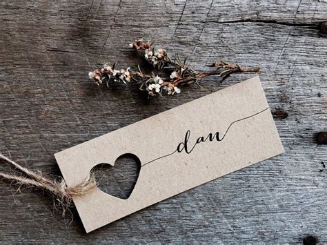 Wedding Place Cards, Place Cards, Name Tag, Wedding Name Tags, Heart ...