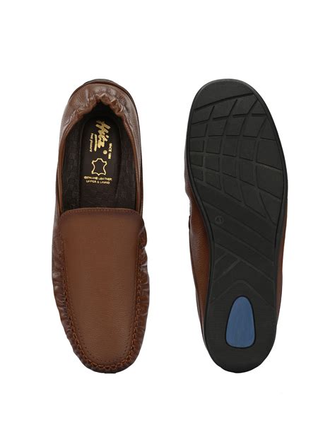Hitz Men's Tan Leather Slip-On Comfort Loafer Shoes – Hitz Shoes Online
