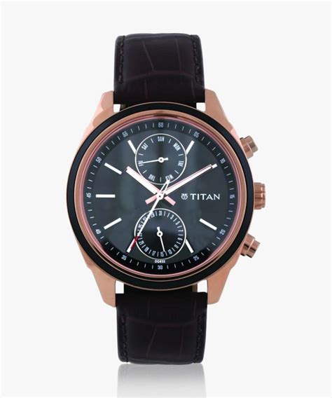 Titan Titan Workwear Multifunction Black Dial Brown LeatherStrap Analog ...