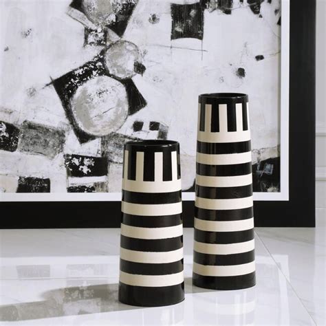 Global Direct 2-Pack Black Ceramic Art Deco Vase at Lowes.com