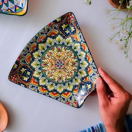 Buy Femora Hand-Painted Ceramic Kebab Serving Plate - Starter Platter ...