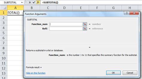 Image result for Subtotal Function in Excel Not Working