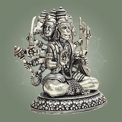 Divine Panchmukhi Hanuman Silver-Plated Idol