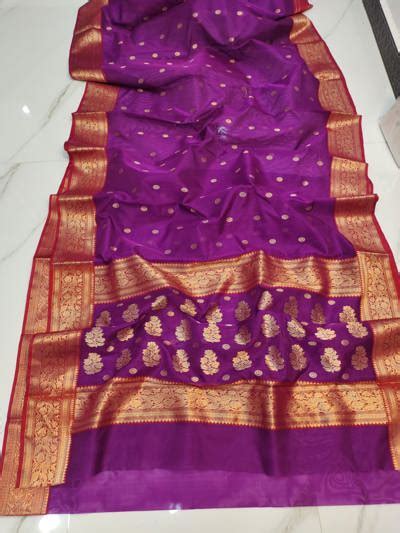 Red and Golden buti Organza Chanderi Silk Saree - Buy Premium Organza ...