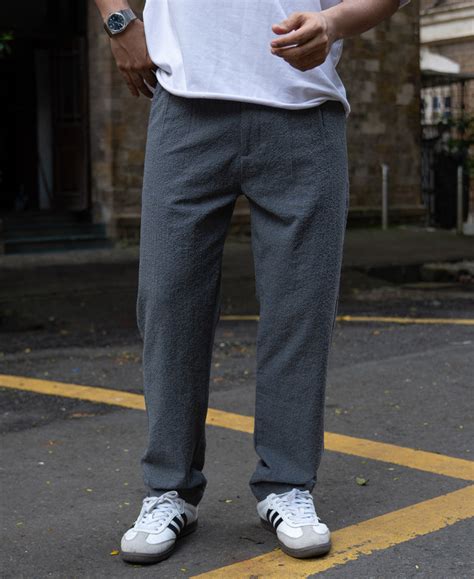 Grey Structured Pleated Trouser – Powerlook