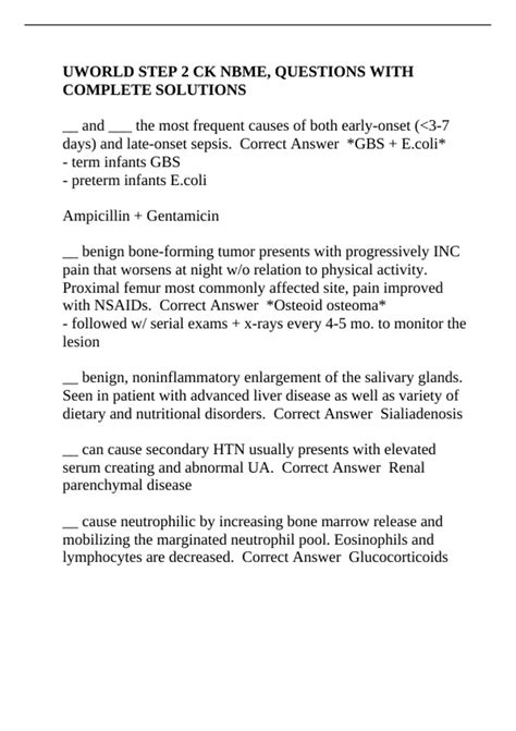 UWORLD STEP 2 CK NBME, QUESTIONS WITH COMPLETE SOLUTIONS - NBME - Stuvia US