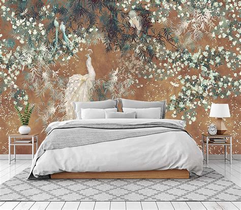 Cliouar-Wall Mural Wallpaper for Bedroom Living Room White Peacock 158 ...