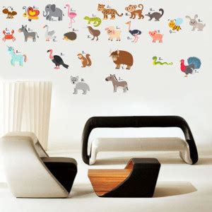 rawpockets 1 cm ABCD Cartoon Animals Wall Sticker Self Adhesive Sticker ...