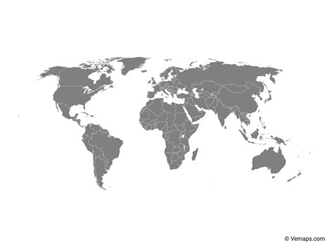 Grey Map of the World with Countries - Robinson projection | Free Vector Maps