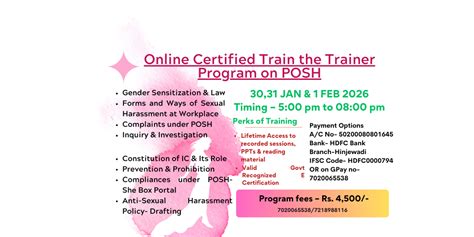 Online Certified Train The Trainer Program On POSH - ATPA