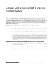 Apple Capital Structure amended.docx.pdf - A Closer Look at Apple's Debt & Changing Capital ...