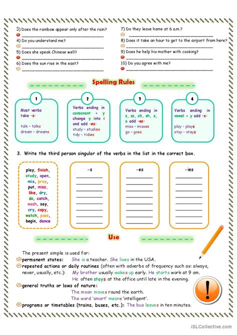 Simple Present Worksheet 的图像结果