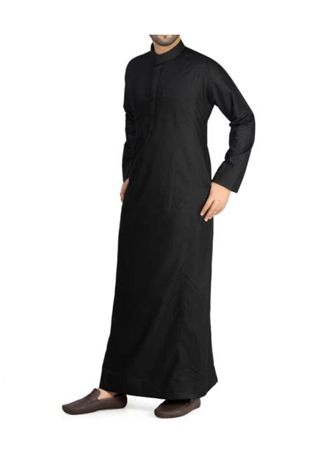 Aplos Black Saudi Thobe For Men | Thobe | Islamic Shop