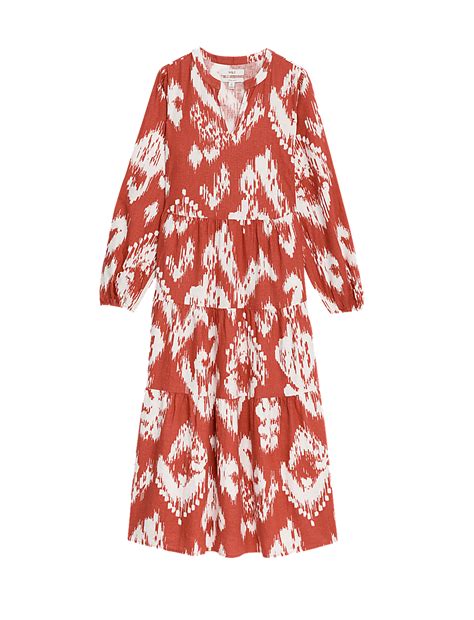 Buy Linen Rich Printed V-Neck Midaxi Dress at Marks & Spencer