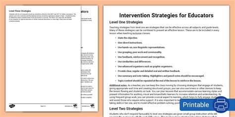 Intervention Strategies In The Classroom I Wiki - Twinkl