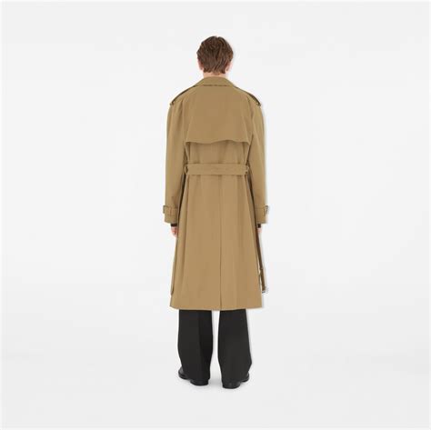 Long Gabardine Trench Coat in Teddy - Men, Cotton Gabardine | Burberry ...