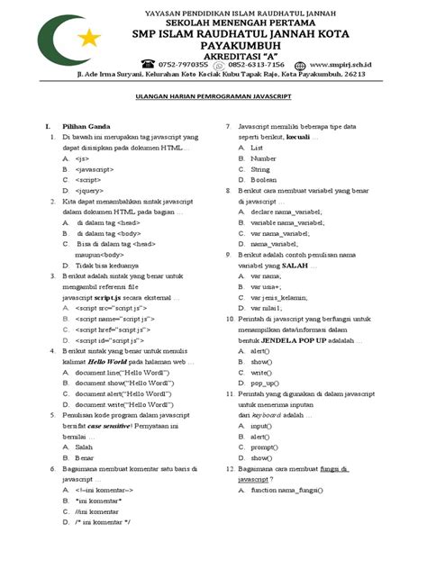 Image result for Contoh Soal Test Coding JavaScript