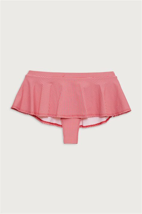 Izabella Gingham Swim Skirt - Ladybug Gingham