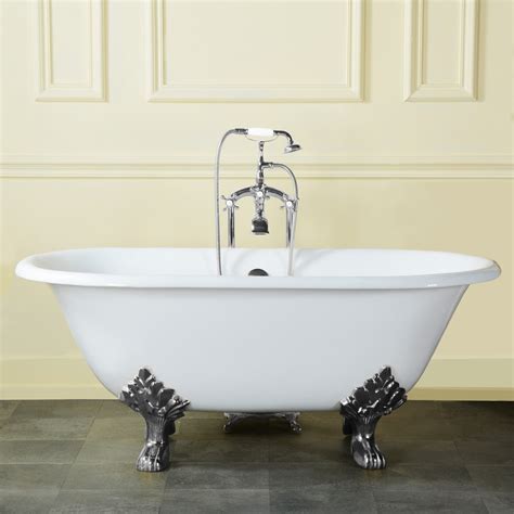 Aqua Eden 72-Inch Cast Iron Double Ended Clawfoot Tub with 7-Inch ...
