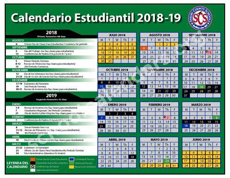 2018 - 2019 Calendario Escolar | Shelby County Schools – Memphis, TN