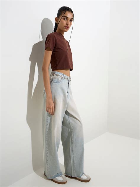 Buy Nuon Light Blue Washed Relaxed - Fit High - Rise Jeans from Westside