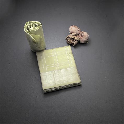 8 X 4 Zari Checked Pista Green Silk Dhoti With Angavastram and Matching ...