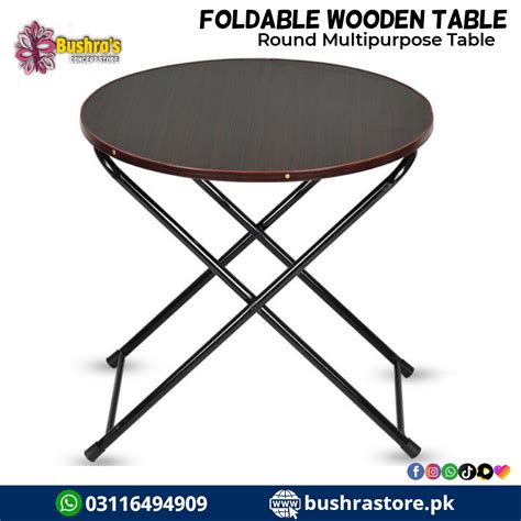 Wooden foldable round table – Bushra Zahoor's