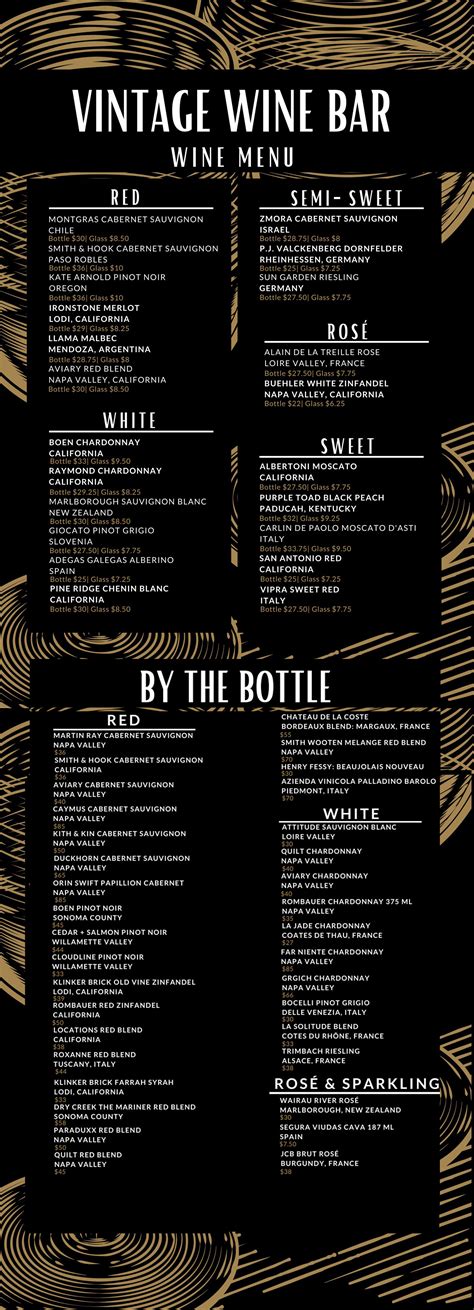 Menu - Vintage Wine Bar