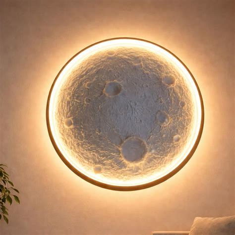 HDC 300mm Luxury Moon Surface LED Wall Light - Large Lunar Feature Wall ...