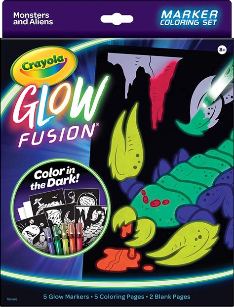 Buy Crayola Glow in The Dark Coloring Set with Markers, Alien & Monster ...