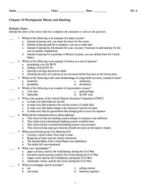 Fillable Online Chapter 10 Eco Workpacket Money and Banking - Teacher ...