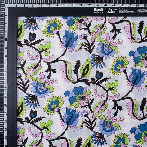 Modern Blue Floral India Indian Block Print Fabric – DMAASA
