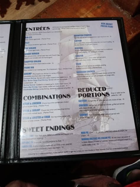 Menu at The Wharf Restaurant and Tavern, San Angelo