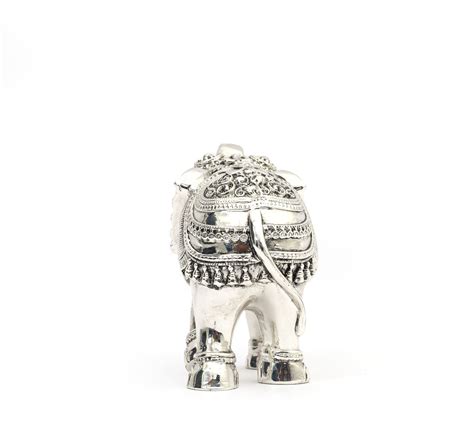 Large Intricately Handcrafted Silver-Plated Royal Elephant– Table Acce ...