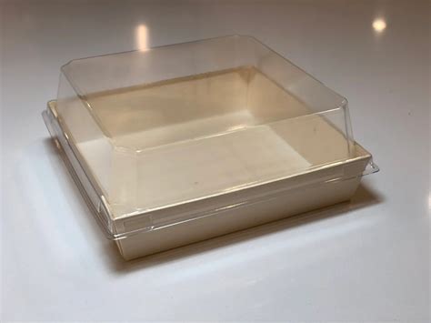 5.6" X 5.6" Covered Tray Set | Compostable Balsa Tray with RPET Lid ...