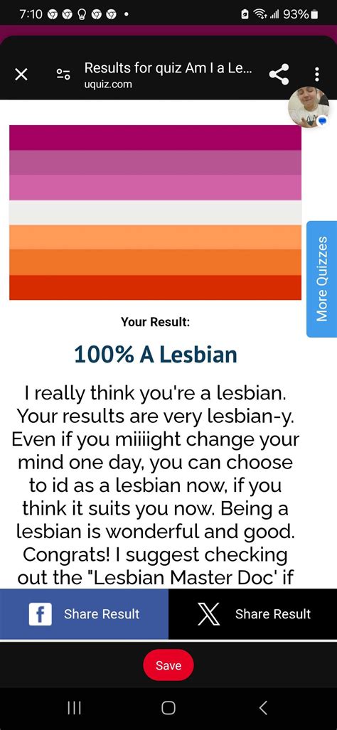 I just got result '100% A Lesbian' on quiz 'Am I a Lesbian? Quiz'. What ...