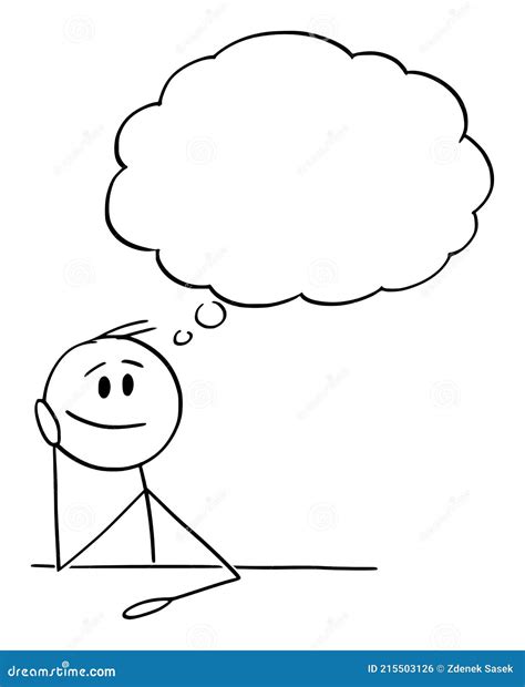 Man or Businessman Thinking with Empty Thought Bubble, Vector Cartoon ...