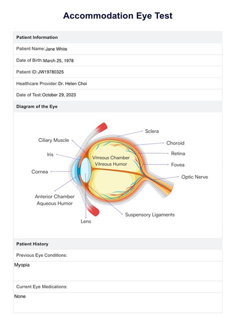 Accommodation Eye Test & Example | Free PDF Download