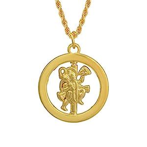 Buy Morvi Brass Gold Plated Round Circle Hanuman Bajrang bali chain ...