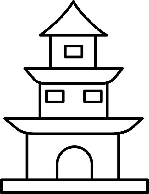 Black Thin Line Art Of Pagoda Icon. 24143741 Vector Art at Vecteezy