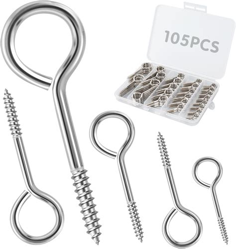 Amazon.com: Vutim 105PCS Screw Eye Hooks, Eyeglass Hooks, Metal Small ...