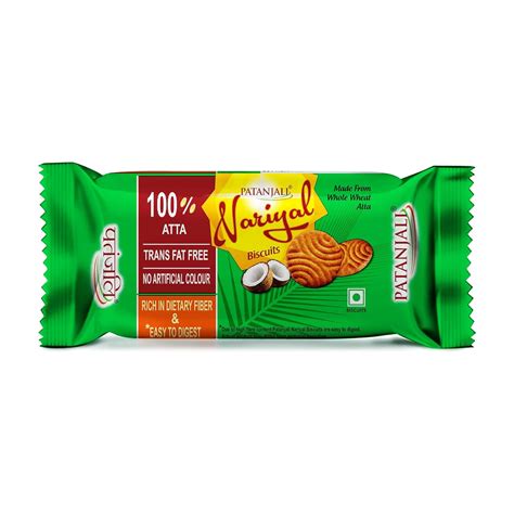 Patanjali Nariyal Biscuits, 68Gms/75Gms - Contains Wheat, Milk, Soy ...