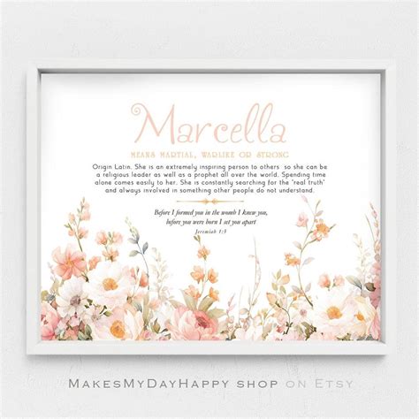 Marcella Name Wall Art,rose Flower Nursery,newborn Baby Gift ...
