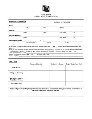 Hotel Duval Application Form - Fill and Sign Printable Template Online
