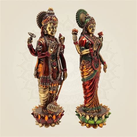 Divine 10″ Brass Vishnu Lakshmi Idol – Perfect for Gifting