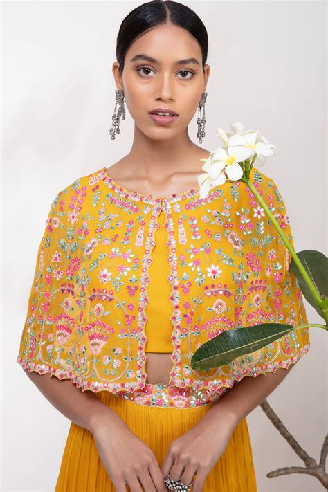 Yellow Mirror Cape Skirt Set – Aneesh Agarwaal