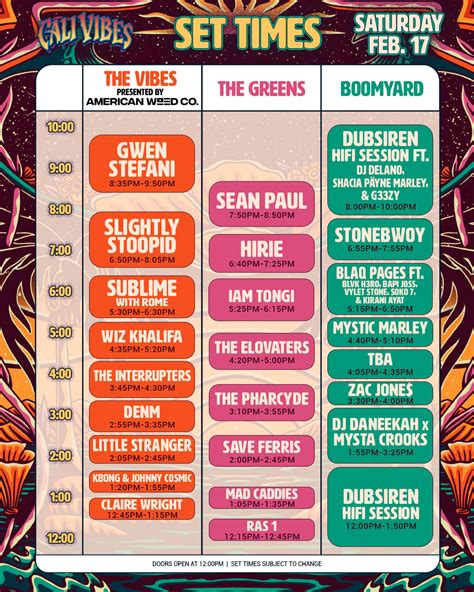 Cali Vibes Announces 2024 Set Times - The Pier