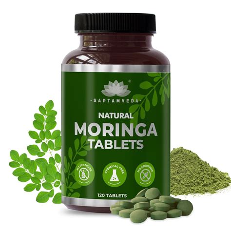 SAPTAMVEDA Organic Moringa Tablets, Drumstick Leaf Tablets 120 Tablets ...