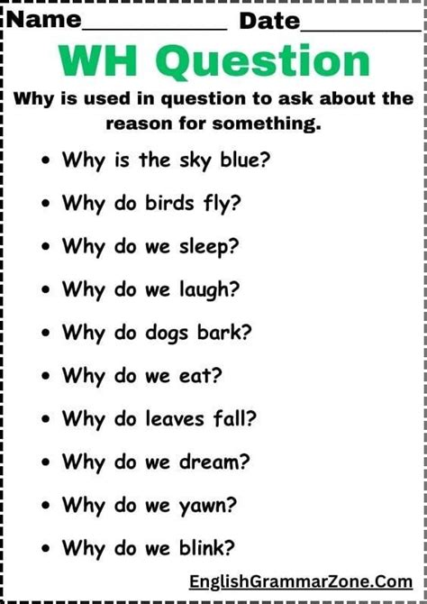 Image result for Why Questions Worksheet