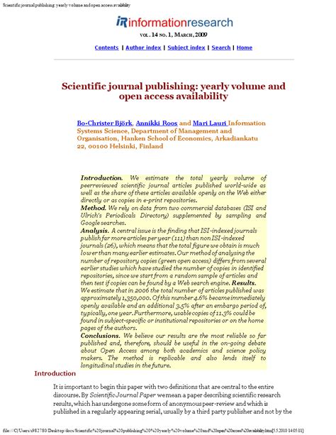 Image result for Scientific Journal Example